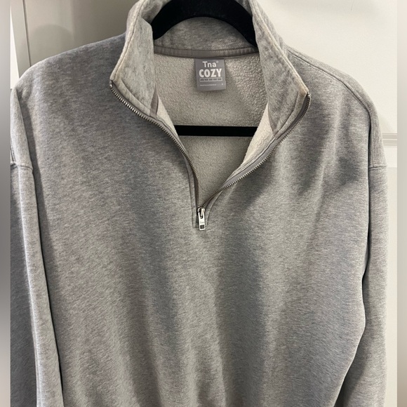 TNA 1/4 mega zip hoodie in heather chrome, size 2 - Picture 1 of 3